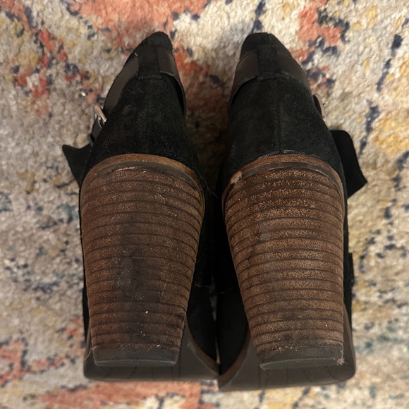 Black nubuck suede Dolce Vita black ankle booties with silver metal accents, 9.5 - Picture 7 of 13